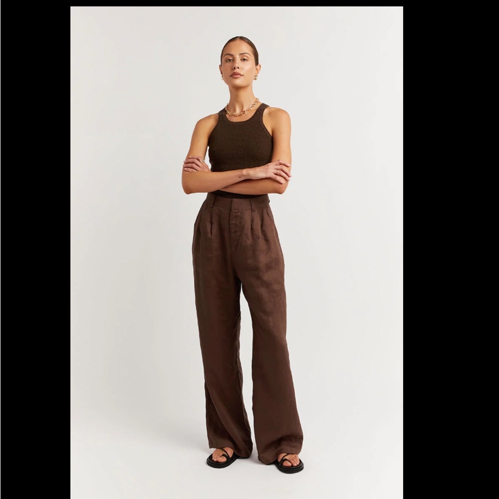 Dissh NORAH CHOCOLATE LINEN PANT size 10